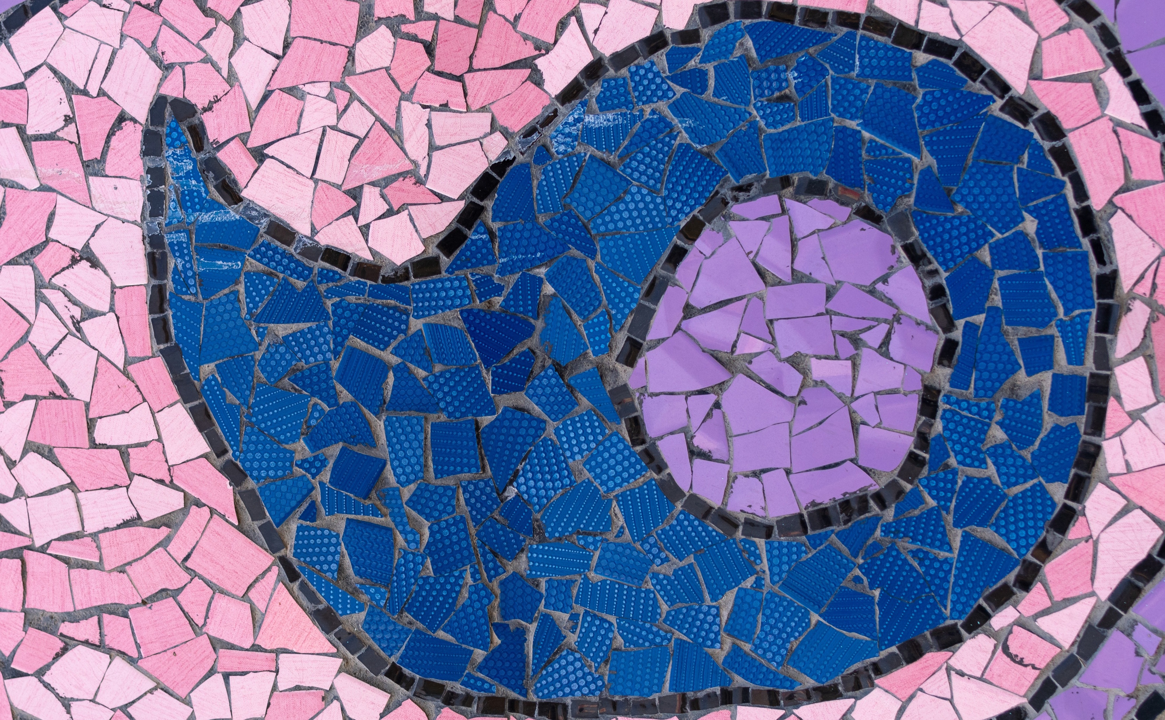 a pink, blue, and purple mosaic